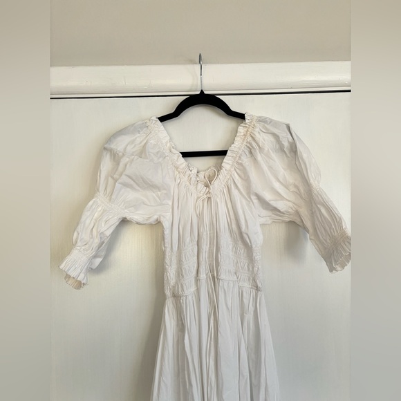 Doen Ischia Shirred Organic Cotton-Blend Voile Midi in Salt white - Picture 5 of 9